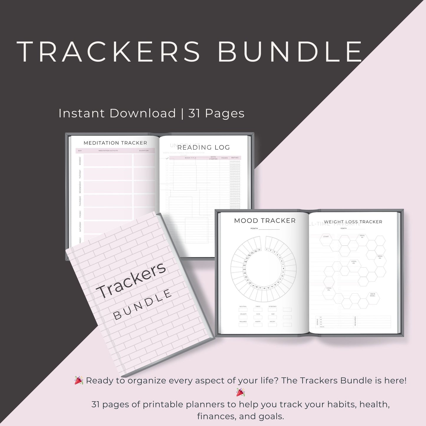 Trackers Bundle – 31-Page Printable Planners for Health, Habits & Goals